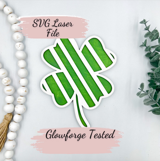2 Piece Overlay Abstract Four Leaf Clover SVG Digital Cut File | Tiered Tray Decor